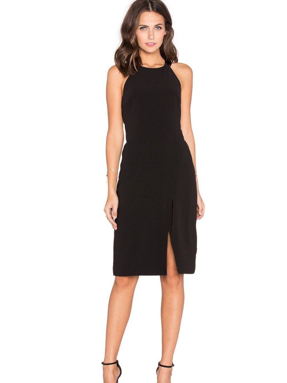 Halston Heritage Black Dress T-Back Halter LBD, Size 0 excellent condition.